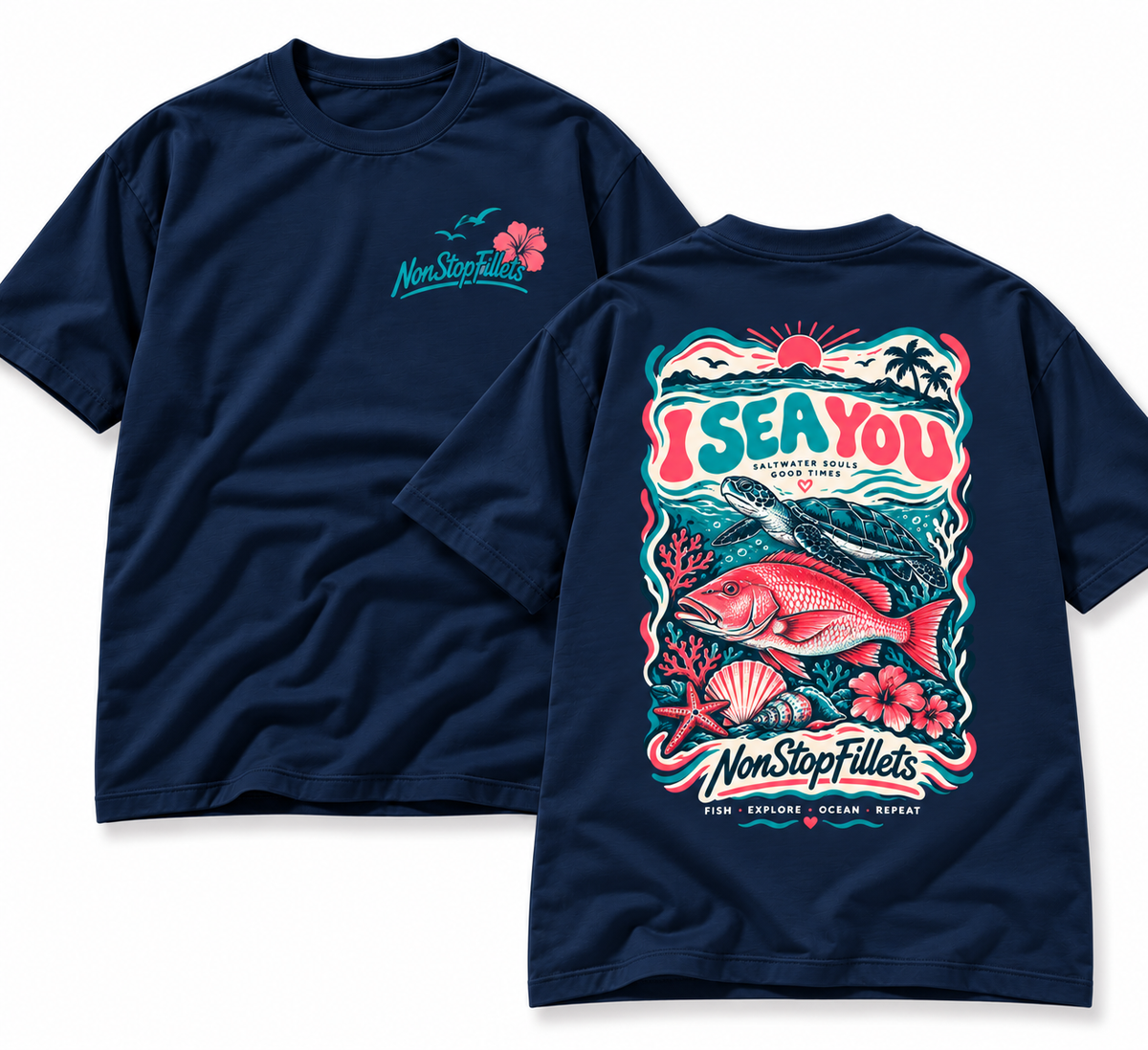 I SEA YOU women’s t-shirts- front/ back logos