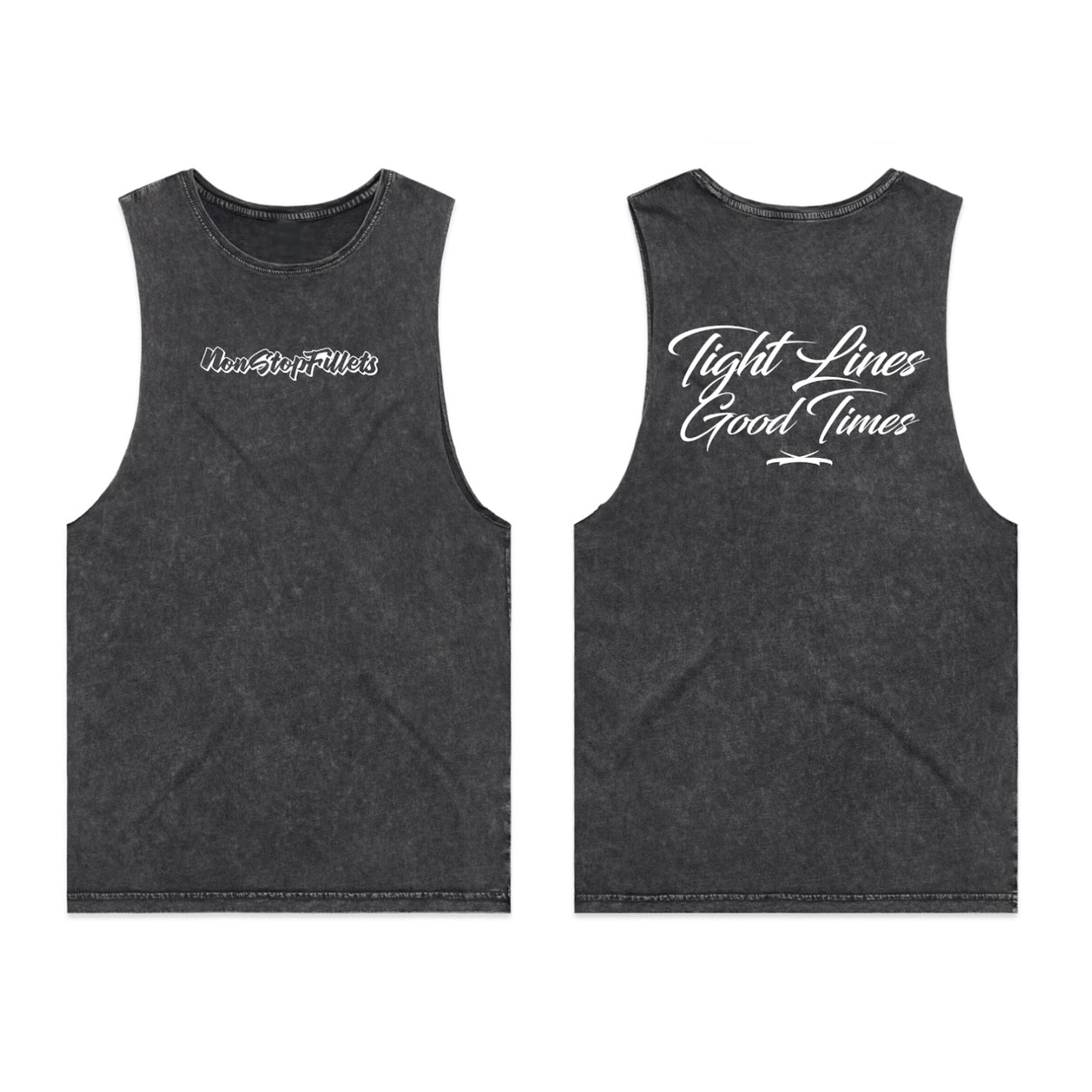 TIGHT LINES GOODTIMES - muscle singlet - black stone wash